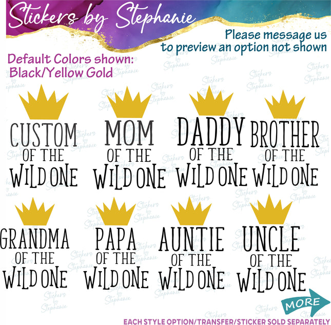 (s05-144) Mom Family of the Wild One Text Custom Iron-On Transfer