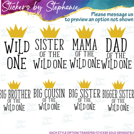 (s05-144) Mom Family of the Wild One Text Custom Iron-On Transfer