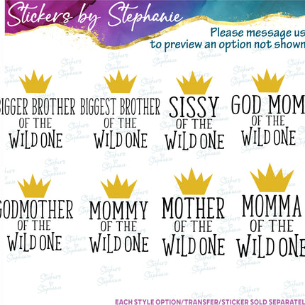(s05-144) Mom Family of the Wild One Text Custom Iron-On Transfer