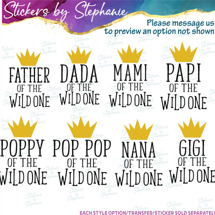 (s05-144) Mom Family of the Wild One Text Custom Iron-On Transfer