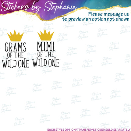 (s05-144) Mom Family of the Wild One Text Custom Iron-On Transfer