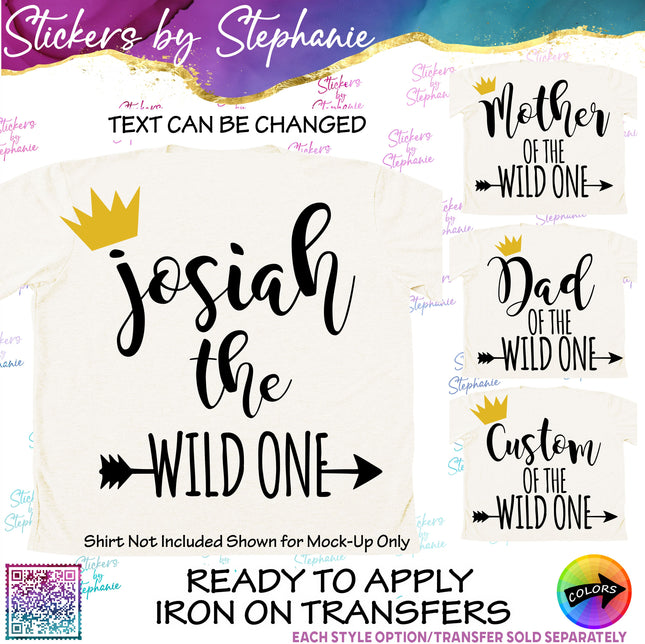(s05-146) Mom Family of the Wild One Text Custom Iron-On Transfer