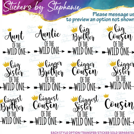 (s05-146) Mom Family of the Wild One Text Custom Iron-On Transfer