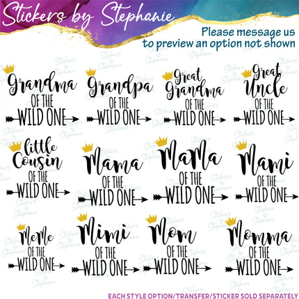 (s05-146) Mom Family of the Wild One Text Custom Iron-On Transfer