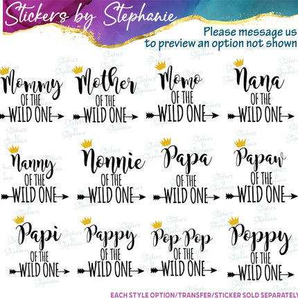(s05-146) Mom Family of the Wild One Text Custom Iron-On Transfer