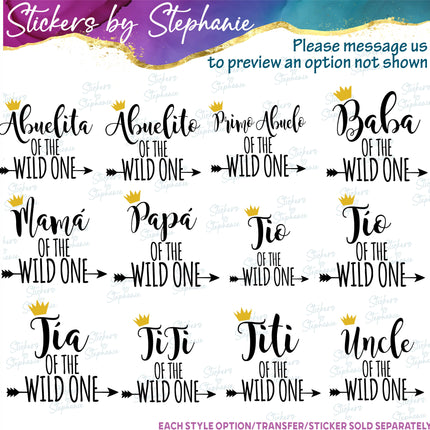 (s05-146) Mom Family of the Wild One Text Custom Iron-On Transfer