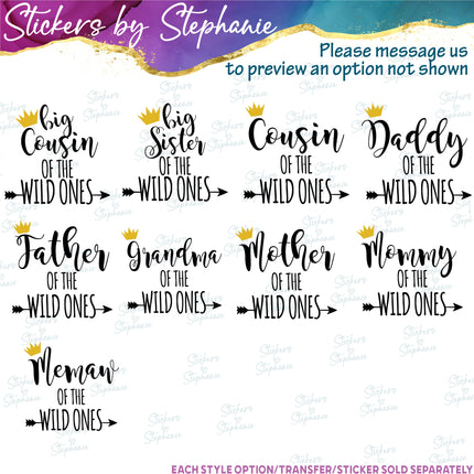 (s05-147) Mom Family of the Wild Ones Text Custom Iron-On Transfer