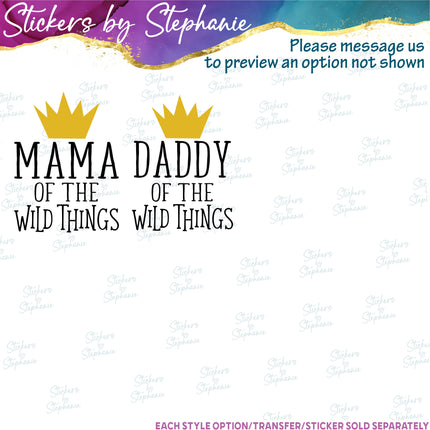 (s05-148) King Family of the Wild Things Text Custom Iron-On Transfer