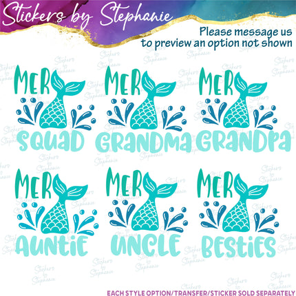 (s05-014) Mer Mermaid Family Mom Sister Custom Iron-On Transfer