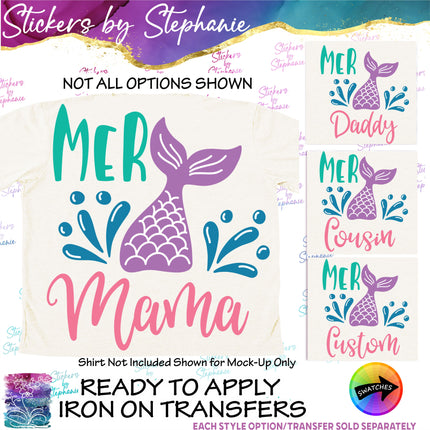 (s05-015) Mer Mermaid Family Mom Sister Custom Iron-On Transfer