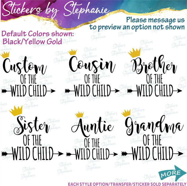 (s05-150) Wild Child Mom Family Text Custom Iron-On Transfer