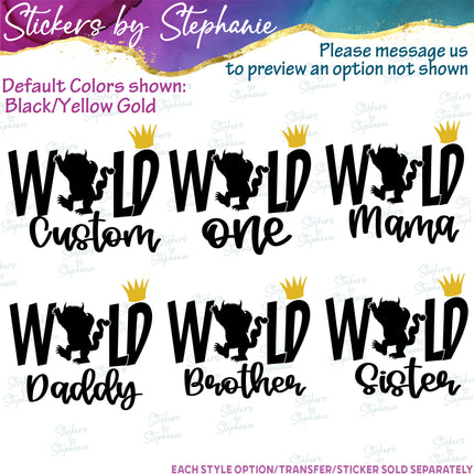 (s05-151) Wild One Mom Family Text Custom Iron-On Transfer