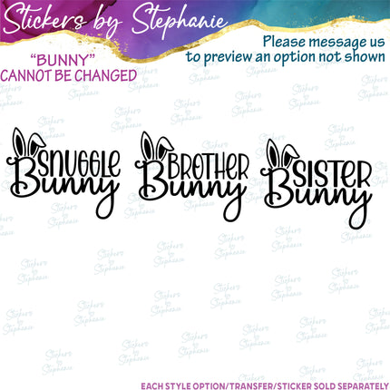 (s05-153) Mama Bunny Baby Snuggle Custom Family Iron-On Transfer or Sticker