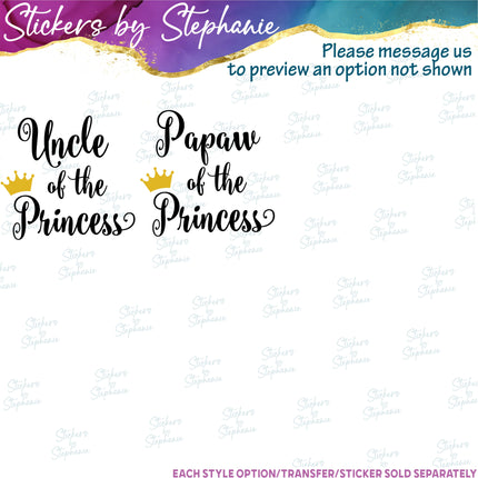 (s05-154) Princess Name Mom Dad Family Text Custom Iron-On Transfer