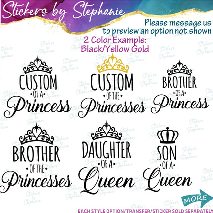 (s05-155) Mom Dad of the Princess Text Custom Iron-On Transfer