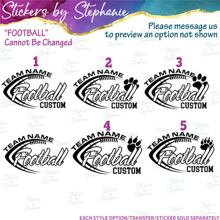 (s05-158) Football Team Name Mom Family Custom Iron-On Transfer