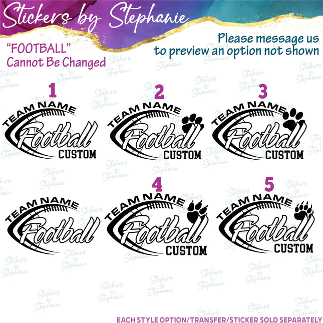 (s05-158) Football Team Name Mom Family Custom Iron-On Transfer