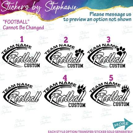 (s05-158) Football Team Name Mom Family Custom Iron-On Transfer or Sticker
