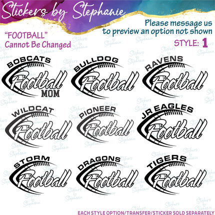 (s05-158) Football Team Name Mom Family Custom Iron-On Transfer or Sticker