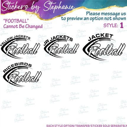 (s05-158) Football Team Name Mom Family Custom Iron-On Transfer or Sticker