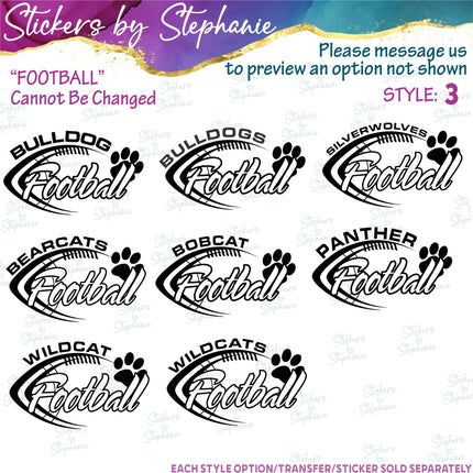 (s05-158) Football Team Name Mom Family Custom Iron-On Transfer or Sticker