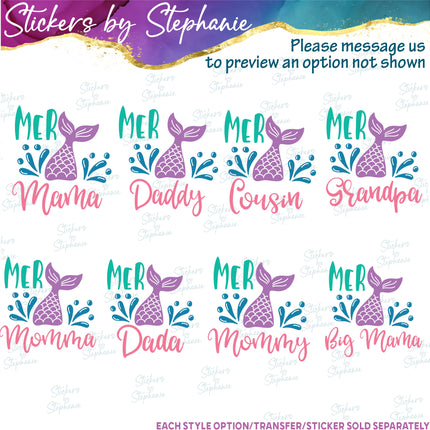 (s05-015) Mer Mermaid Family Mom Sister Custom Iron-On Transfer