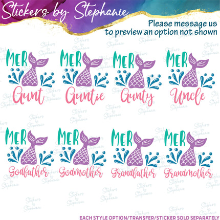 (s05-015) Mer Mermaid Family Mom Sister Custom Iron-On Transfer