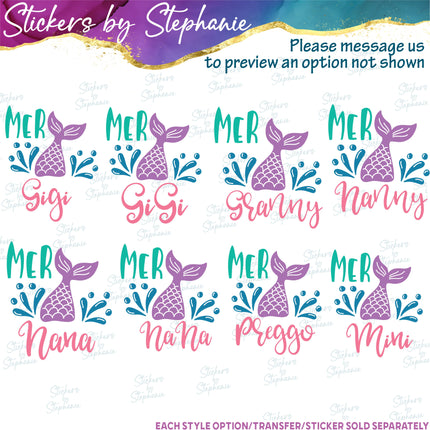 (s05-015) Mer Mermaid Family Mom Sister Custom Iron-On Transfer