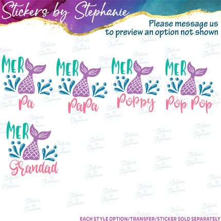 (s05-015) Mer Mermaid Family Mom Sister Custom Iron-On Transfer