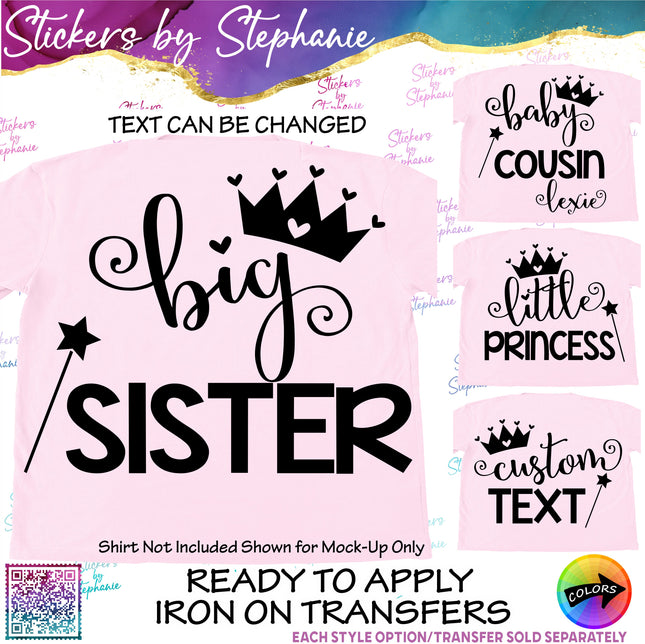 (s05-164) Princess Cown Tiara Name Text Custom Iron-On Transfer