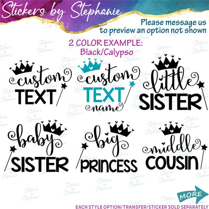 (s05-164) Princess Cown Tiara Name Text Custom Iron-On Transfer