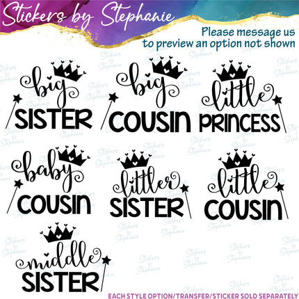(s05-164) Princess Cown Tiara Name Text Custom Iron-On Transfer