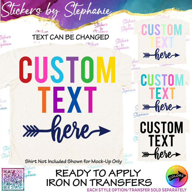 (s05-166) Rainbow Letters Arrow Custom Iron-On Transfer