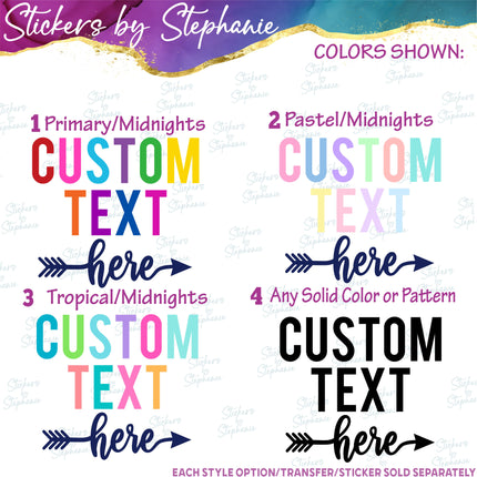 (s05-166) Rainbow Letters Arrow Custom Iron-On Transfer