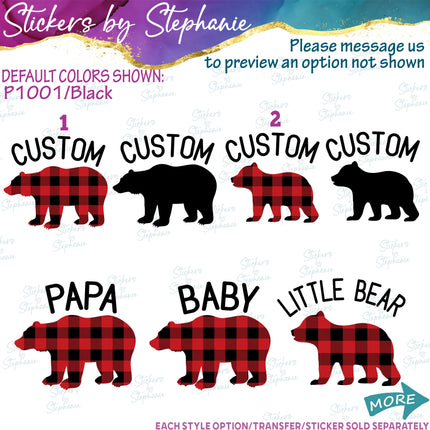 (s05-170) Mama Baby Bear Family Buffalo Plaid Custom Iron-On Transfer