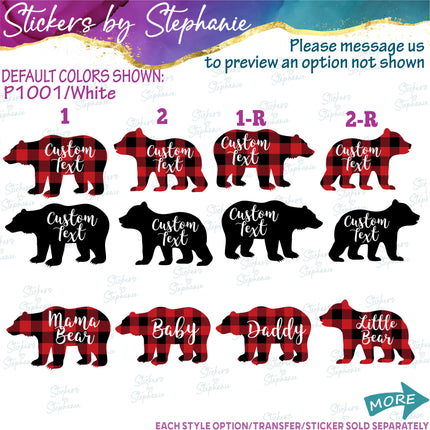 (s05-173) Mama Baby Bear Family Buffalo Plaid Custom Iron-On Transfer