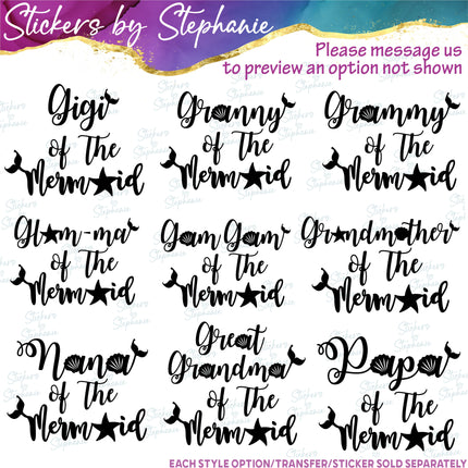 (s05-017) Birthday Mermaid Mom Dad Family of the Custom Iron-On Transfer