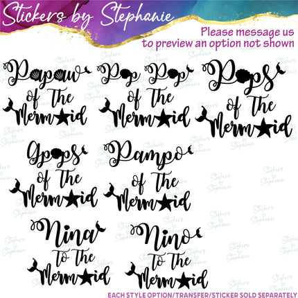 (s05-017) Birthday Mermaid Mom Dad Family of the Custom Iron-On Transfer