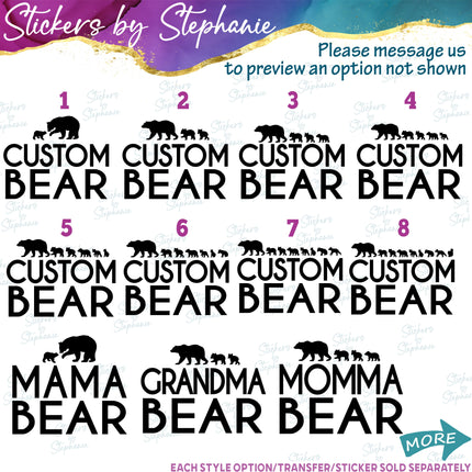 (s05-180) Mama Bear Cub Cubs Custom Text Iron-On Transfer