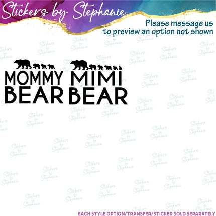 (s05-180) Mama Bear Cub Cubs Custom Text Iron-On Transfer