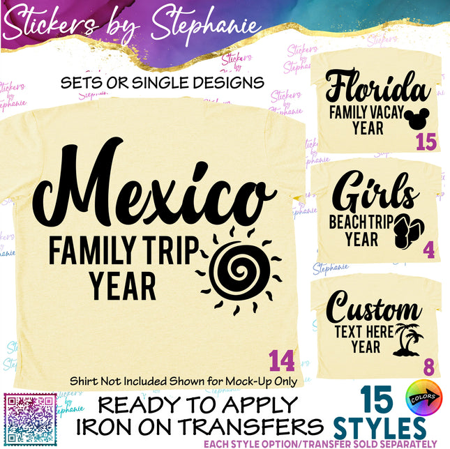 (s05-187) Family Vacation Cruise Trip Custom Text Iron-On Transfer