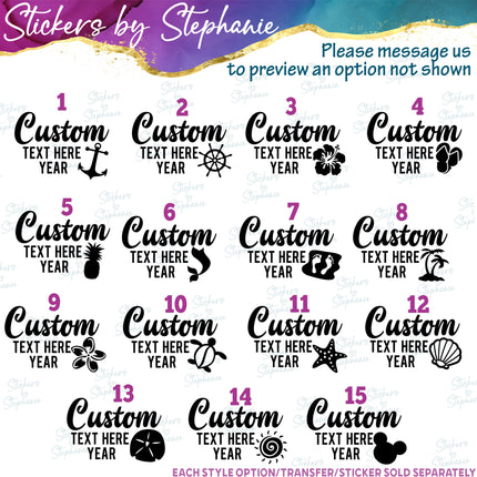 (s05-187) Family Vacation Cruise Trip Custom Text Iron-On Transfer