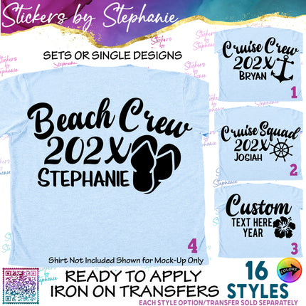 (s05-188) Family Vacation Cruise Trip Custom Text Iron-On Transfer