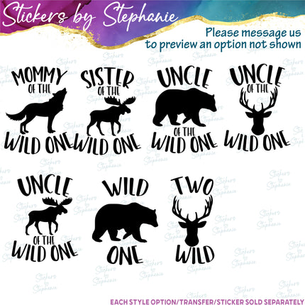 (s05-189) Mom Dad of the Wild One Custom Iron-On Transfer or Sticker