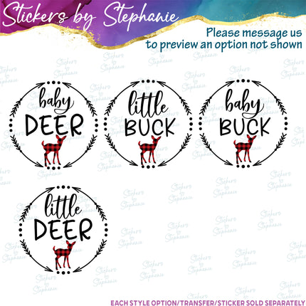 (s05-190) Mama Baby Deer Family Buffalo Plaid Custom Iron-On Transfer or Sticker