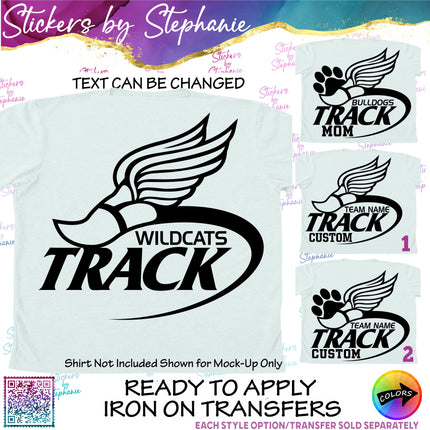 (s05-193) Track CC Team Name Mom Family Custom Iron-On Transfer