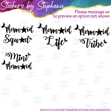 (s05-019) Birthday Girl Mermaid Mom Dad Family Custom Iron-On Transfer