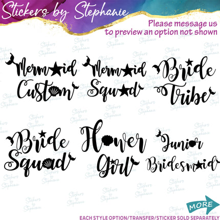 (s05-020) Mermaid Bride Squad Tribe of Honor Custom Iron-On Transfer