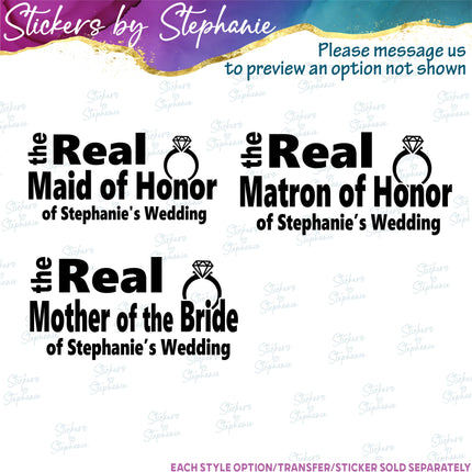 (s05-206) The Real Custom Wedding Iron-On Transfer or Sticker