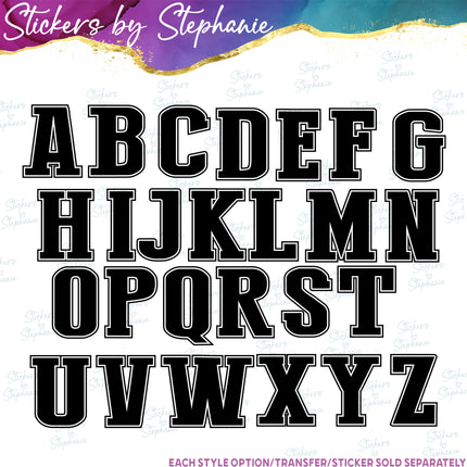 (s05-209) Letter Team Name Custom Text Iron-On Transfer or Sticker